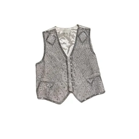 Vintage Silk Embellished Vest - Picture 3 of 4
